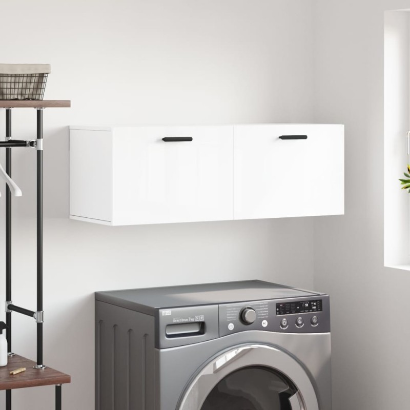 Armoire murale blanc brillant 100x36,5x35 cm bois d'ingénierie 