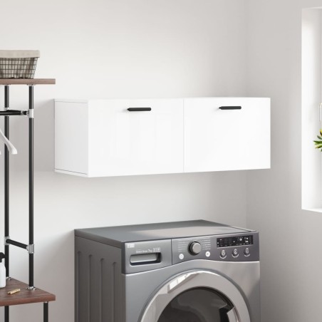 Armoire murale blanc brillant 100x36,5x35 cm bois d'ingénierie 