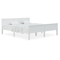 Cadre de lit sans matelas blanc bois massif de pin 200x200 cm 
