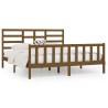 Cadre de lit sans matelas marron miel 200x200cm bois pin massif 