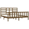 Cadre de lit sans matelas marron miel 200x200cm bois pin massif 