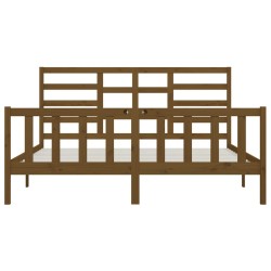 Cadre de lit sans matelas marron miel 200x200cm bois pin massif 