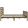 Cadre de lit sans matelas marron miel 200x200cm bois pin massif 