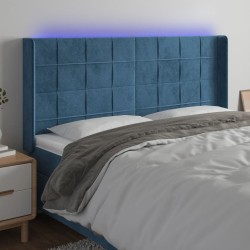 Tête de lit à LED Bleu foncé 183x16x118/128 cm Velours 