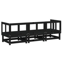 Salon de jardin 3 pcs noir bois massif de pin 