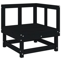 Salon de jardin 3 pcs noir bois massif de pin 