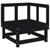 Salon de jardin 3 pcs noir bois massif de pin 