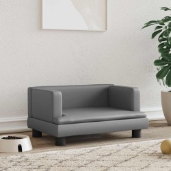 Lit pour chien gris 60x40x30 cm similicuir 