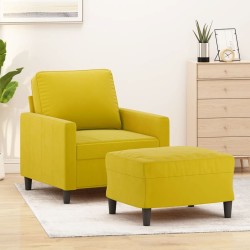Fauteuil avec repose-pied jaune 60 cm velours 