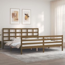 Cadre de lit sans matelas marron miel 200x200 cm bois massif 