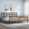 Cadre de lit sans matelas marron miel 200x200 cm bois massif 