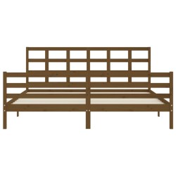Cadre de lit sans matelas marron miel 200x200 cm bois massif 