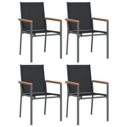 Chaises de jardin lot de 4 noir 55x61,5x90cm textilène et acier 