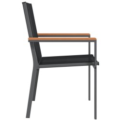 Chaises de jardin lot de 4 noir 55x61,5x90cm textilène et acier 
