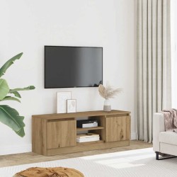 Meuble TV chêne artisanal 102x30x36 cm bois d'ingénierie 