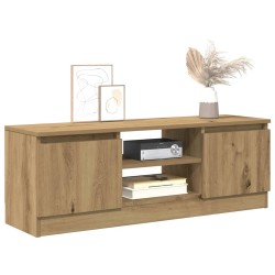Meuble TV chêne artisanal 102x30x36 cm bois d'ingénierie 