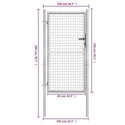 Porte de jardin Acier galvanisé 105x200 cm Argenté 