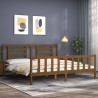 Cadre de lit sans matelas marron miel 200x200cm bois pin massif 