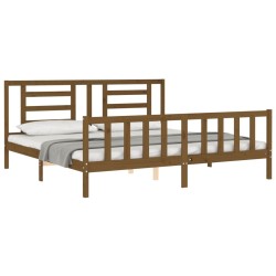 Cadre de lit sans matelas marron miel 200x200cm bois pin massif 