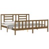 Cadre de lit sans matelas marron miel 200x200cm bois pin massif 