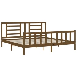 Cadre de lit sans matelas marron miel 200x200cm bois pin massif 