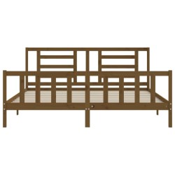 Cadre de lit sans matelas marron miel 200x200cm bois pin massif 