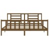 Cadre de lit sans matelas marron miel 200x200cm bois pin massif 