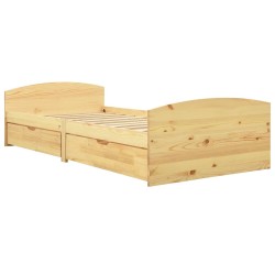 Cadre de lit avec 2 tiroirs bois de pin massif 90x200 cm 