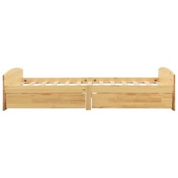 Cadre de lit avec 2 tiroirs bois de pin massif 90x200 cm 
