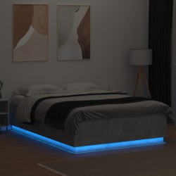 Cadre de lit avec LED sans matelas gris béton 160x200 cm 