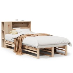 Lit bibliothèque sans matelas 90x200 cm bois massif 