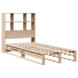 Lit bibliothèque sans matelas 90x190 cm bois massif 