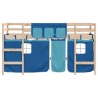 Lit mezzanine enfants avec rideaux sans matelas bleu 90x200cm 