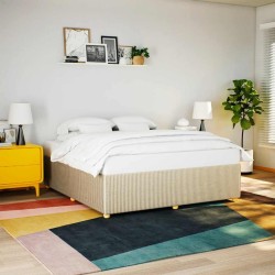Cadre de lit sans matelas crème 200x200 cm tissu 