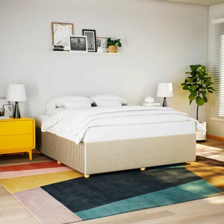 Cadre de lit sans matelas crème 200x200 cm tissu 