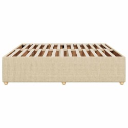 Cadre de lit sans matelas crème 200x200 cm tissu 