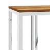 Table console argenté acier inoxydable et bois massif d'acacia 