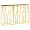 Table console doré acier inoxydable et bois massif récupération 