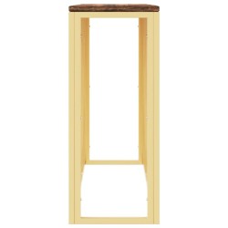 Table console doré acier inoxydable et bois massif récupération 