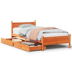 Cadre de lit sans matelas cire marron 100x200cm bois pin massif 