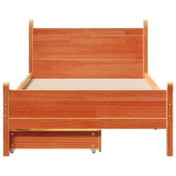 Cadre de lit sans matelas cire marron 100x200cm bois pin massif 