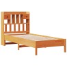 Lit bibliothèque sans matelas cire marron 75x190 cm pin massif 