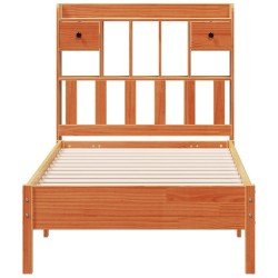 Lit bibliothèque sans matelas cire marron 75x190 cm pin massif 
