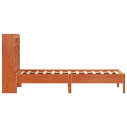 Lit bibliothèque sans matelas cire marron 75x190 cm pin massif 
