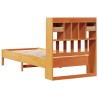 Lit bibliothèque sans matelas cire marron 75x190 cm pin massif 