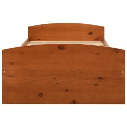 Cadre de lit avec 2 tiroirs marron miel bois de pin 90x200 cm 