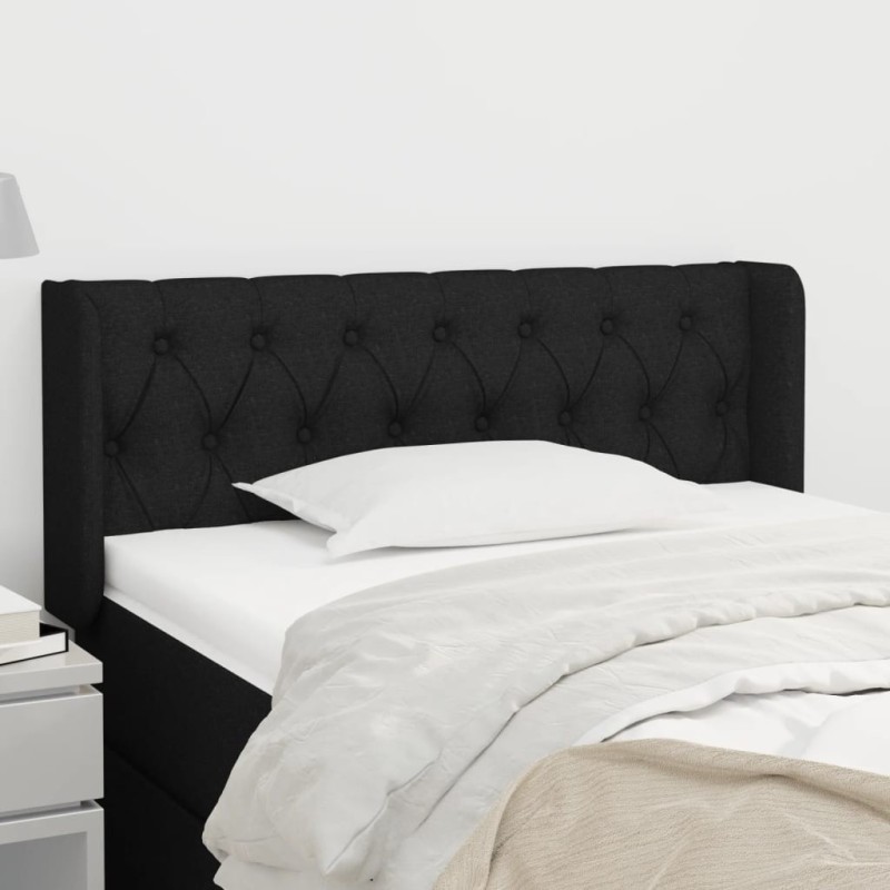 Tête de lit avec oreilles Noir 93x16x78/88 cm Tissu 
