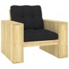 Chaise de jardin avec coussins noir Bois de pin imprégné 