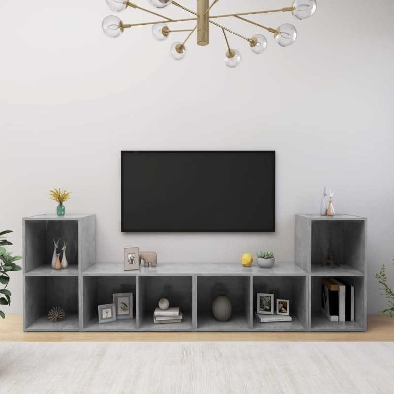 Meubles TV 4 pcs Gris béton 72x35x36,5 cm Bois d'ingénierie Meubles TV 4 pcs Gris béton 72x35x36,5 cm Bois d'ingénierie