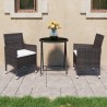 Ensemble de bistro de jardin 3 pcs poly rotin et verre trempé 